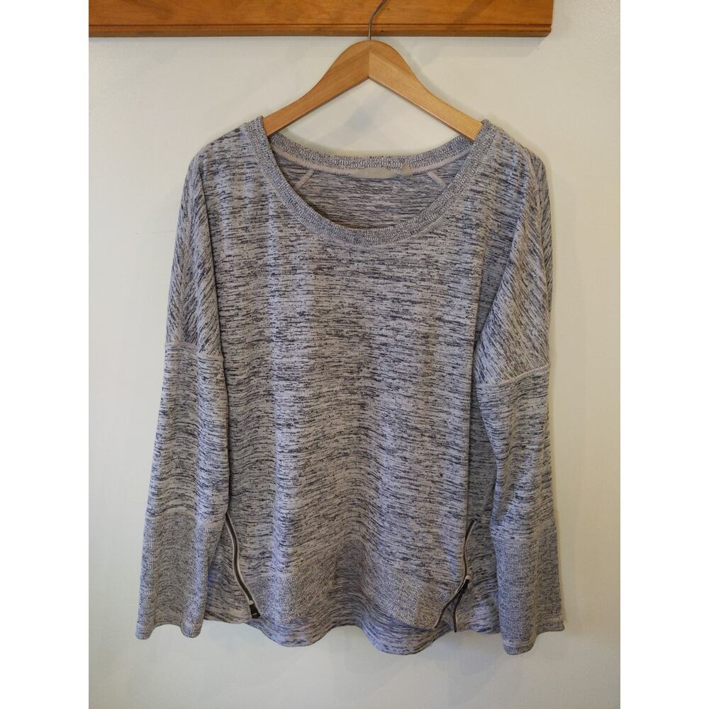 ATHLETA Gray Heather Sweatshirt Side Zip Long Sleeve Athletic Casual Comfortable